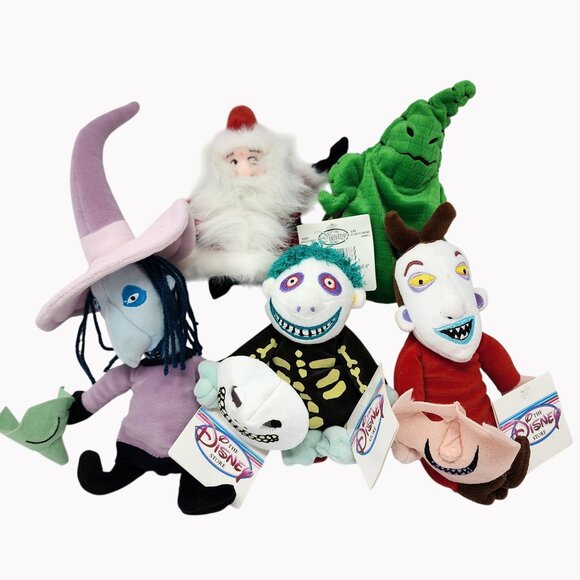 Disney Nightmare Before Christmas Plush Beanies Lock Shock Barrel Oogie Santa